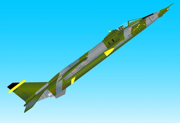 Kamouflerad Jet Fighter Bombplan Klättrar Brant Mot Blå Himmel Bakgrund — Stock vektor