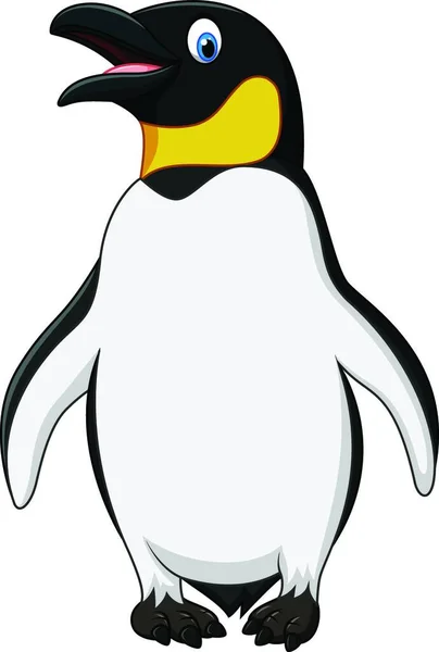 Mignon Empereur Pingouin Debout Isolé Sur Fond Blanc — Image vectorielle