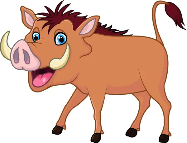 Cartoon Warthog Isolado Fundo Branco — Vetor de Stock