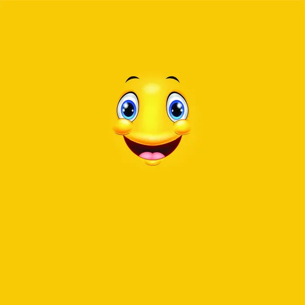 Cartoon Cute Yellow Face Smiling — Stock Vector