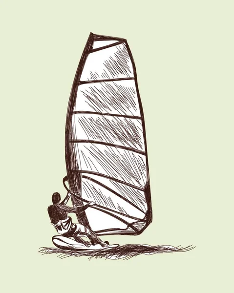 Conjunto Sketch Windsurf Ilustração Vector Eps Sem Transparência Malhas — Vetor de Stock