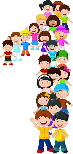 Los Niños Pequeños Forman Número Uno — Vector de stock