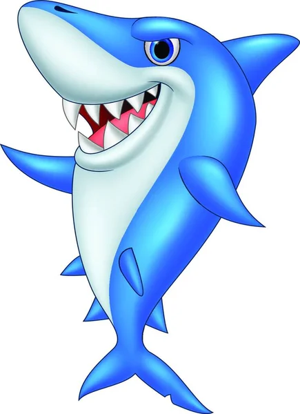 Cartoon Happy Shark Vector Illustration — Stock Vector