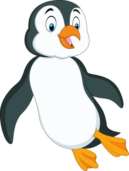 Rajzfilm Pingvin Úszás Fehér Háttér — Stock Vector