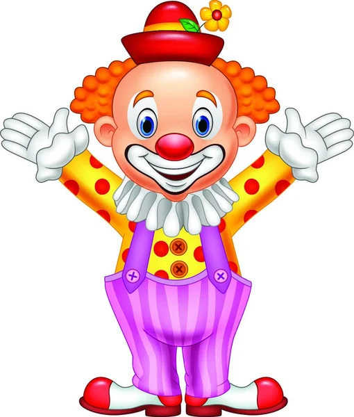 Tecknad Glad Clown Vit Bakgrund — Stock vektor