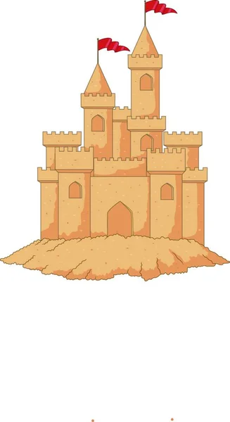 Cartoon Sandcastle Isolated White Background — Stock Vector