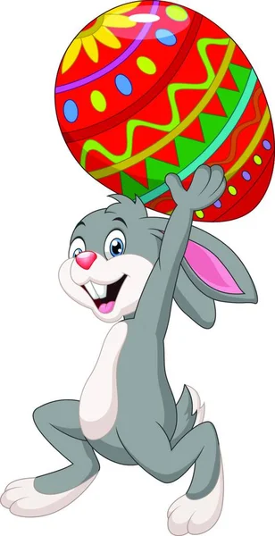 Conejo Dibujos Animados Llevando Huevo Pascua — Archivo Imágenes Vectoriales