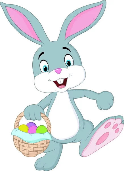 可爱的兔子抱着复活节篮子 — 图库矢量图片