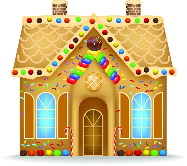 Gingerbread House Isolated White Background — Stock Vector