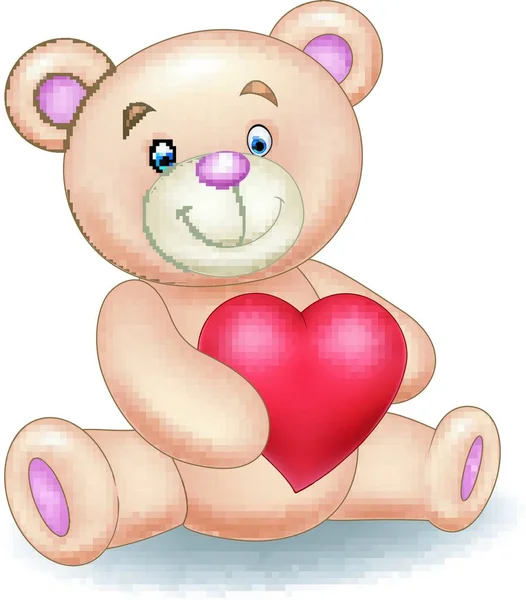 Cartoon Αρκούδα Κρατώντας Την Καρδιά — Διανυσματικό Αρχείο