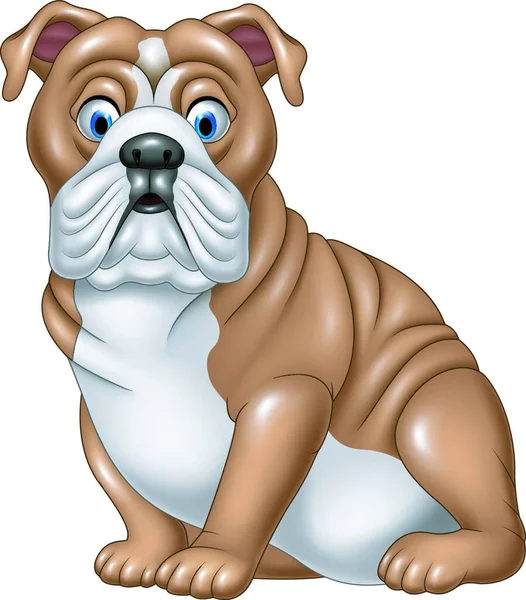 Bulldog Desenhos Animados Sentado Fundo Branco —  Vetores de Stock