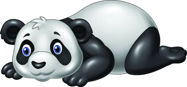 Tecknad Rolig Panda Liggande — Stock vektor