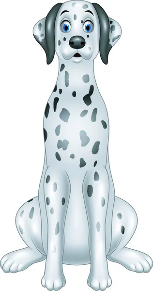 Tecknade Dalmatiska Hund Sittande — Stock vektor