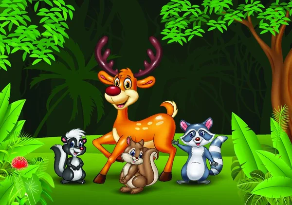 Kreskówkowe Dzikie Zwierzęta Dżungli — Wektor stockowy