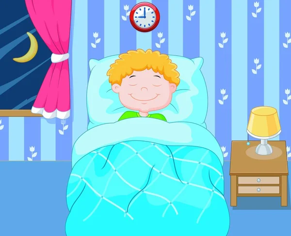 在白色背景下睡觉的卡通男孩 — 图库矢量图片