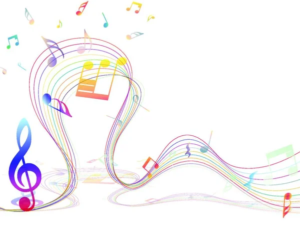 Elementos Diseño Musical Del Personal Música Con Trébol Clef Notas — Vector de stock