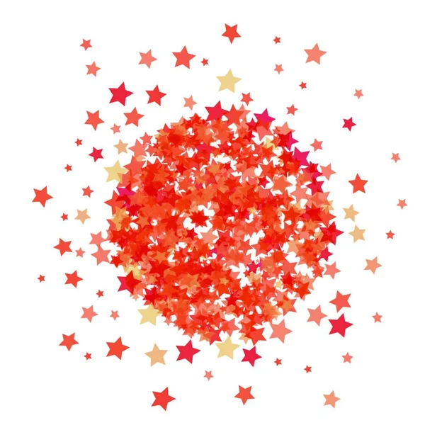 Roter Stern Platzte Isoliert Auf Weißem Hintergrund Sternenkonfetti Muster — Stockvektor