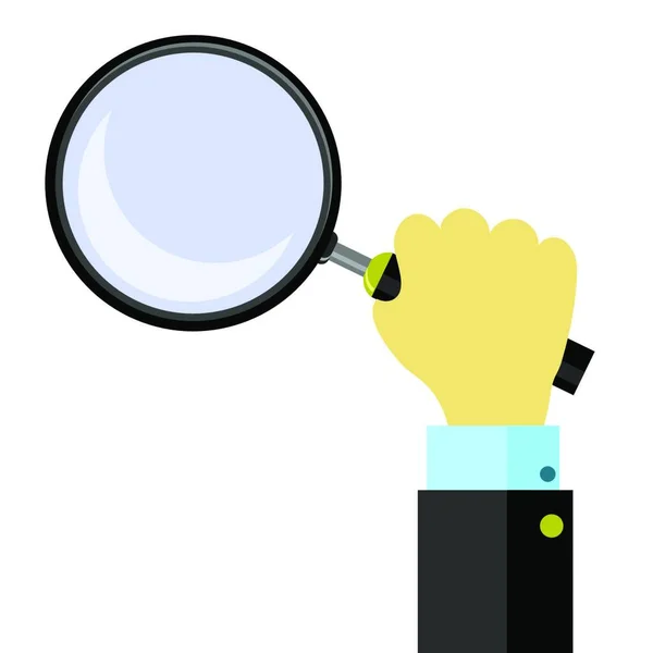 Magnifying Glass Reflection Hand Isolated White Background Magnify Icon Flat — Stock Vector