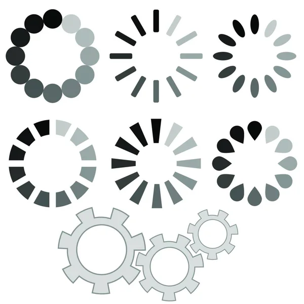 Caricamento Icone Grigie Isolate Sfondo Bianco — Vettoriale Stock