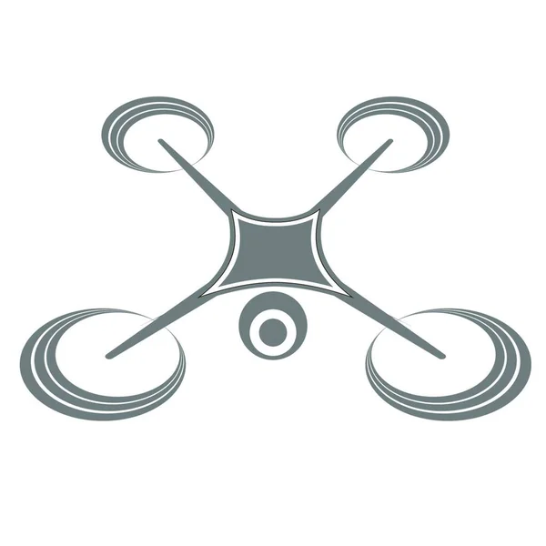 Photo Video Air Drone Icon Isolated White Background Modern Quadrocopter — Stock Vector