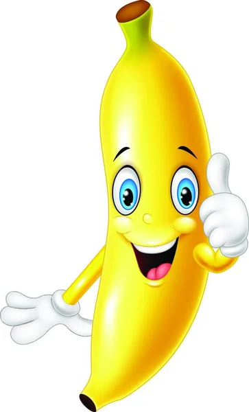 Banana Dos Desenhos Animados Dando Polegares —  Vetores de Stock