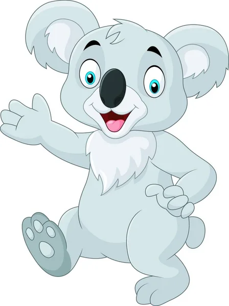 Tecknad Rolig Koala Isolerad Vit Bakgrund — Stock vektor