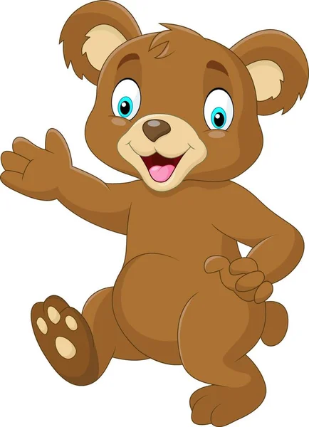 Cartoon Baby Orso Mano Agitando — Vettoriale Stock