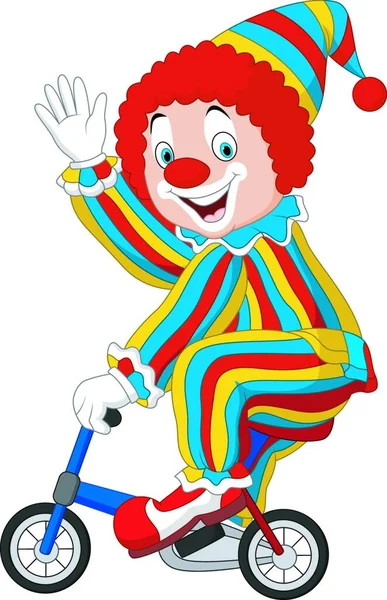 Cartoon Clown Beim Fahrradfahren — Stockvektor