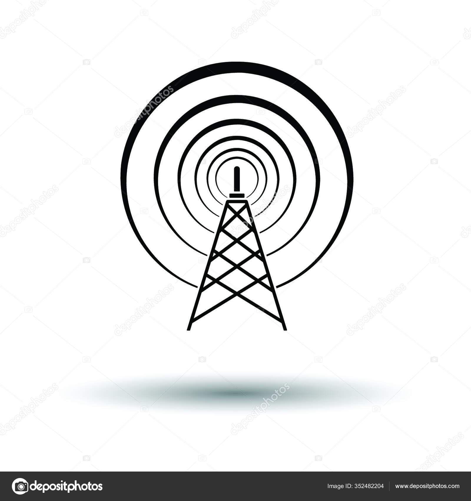 Radio Antenna Icon White Background Shadow Design Vector Illustration ...