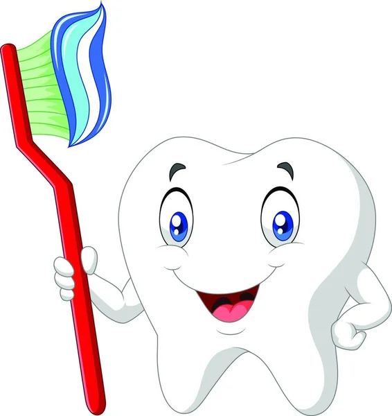 Dental Tooth Toothbrush Desenhos Animados —  Vetores de Stock