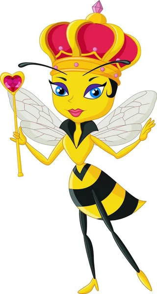 Zeichentrickfigur Bienenkönigin — Stockvektor