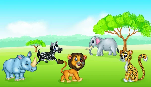 Dibujos Animados Animal Feliz África — Vector de stock