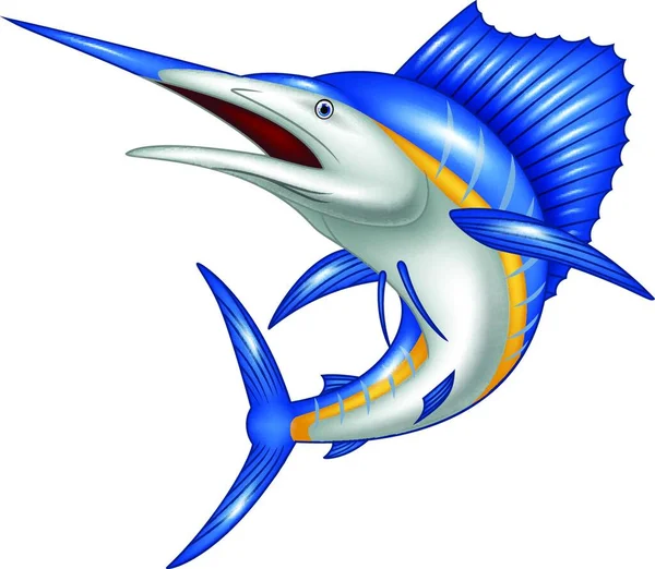 Illustration Marlin Fish Cartoon — Stock Vector