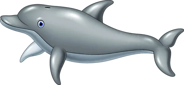 可爱的卡通海豚在白色背景下被隔离 — 图库矢量图片