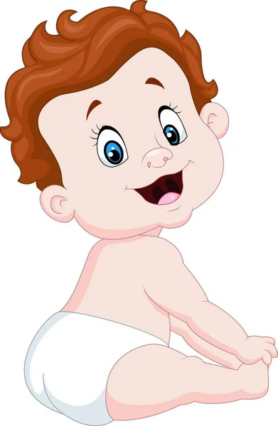 Cartoon Cute Baby Sitting — Stock Vector