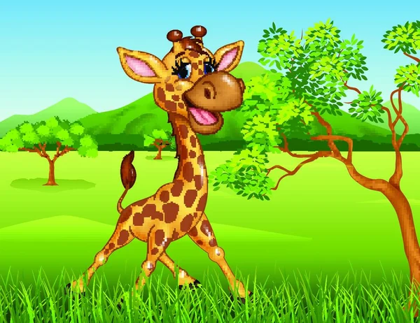 丛林里可爱的长颈鹿 — 图库矢量图片