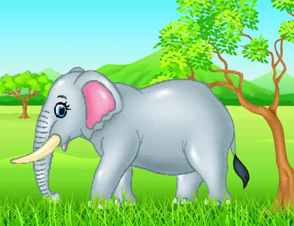 Mascote Elefante Bonito Selva —  Vetores de Stock