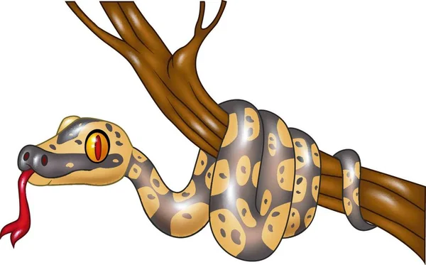 树枝上的卡通蛇 — 图库矢量图片