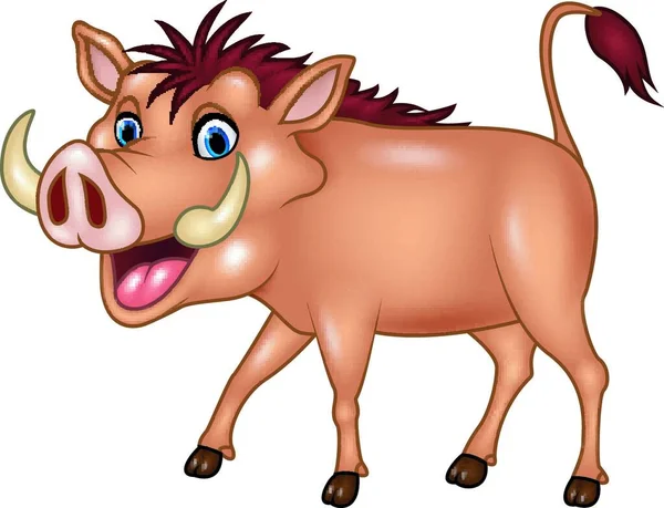 Cartoon Warthog Isolado Fundo Branco — Vetor de Stock