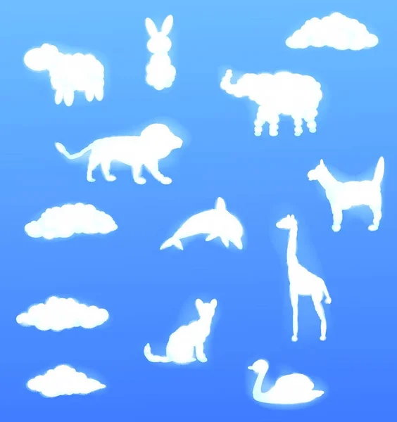 Ilustración Forma Nubes Animales — Archivo Imágenes Vectoriales