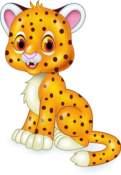 Schattige Baby Cheeta Zitten Geïsoleerd Witte Achtergrond — Stockvector
