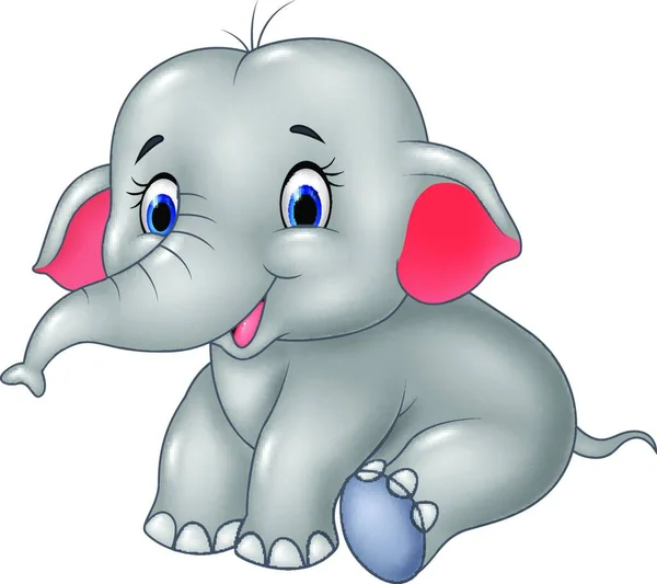 Lindo Elefante Bebé Sentado Aislado Sobre Fondo Blanco — Vector de stock