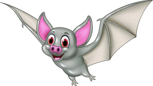 Pipistrello Cartoni Animati Volo Isolato Sfondo Bianco — Vettoriale Stock