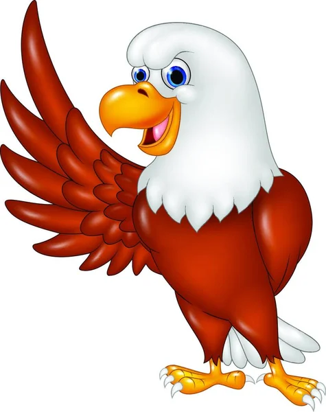 Cute Eagle Cartoon Waving Isolated White Background — Stock Vector