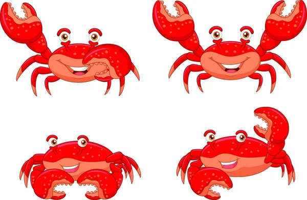 Cartoon Funny Crab Collection Set — Stockový vektor