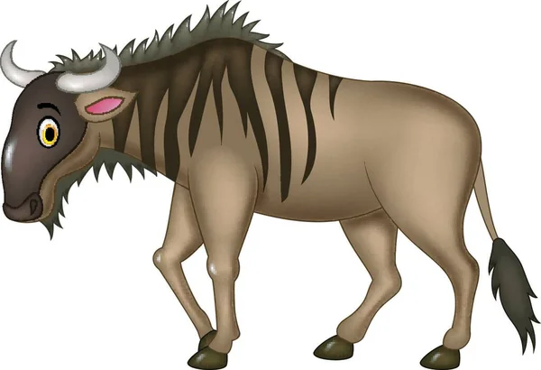 Mascota Cartoon Wildebeest Aislado Sobre Fondo Blanco — Vector de stock