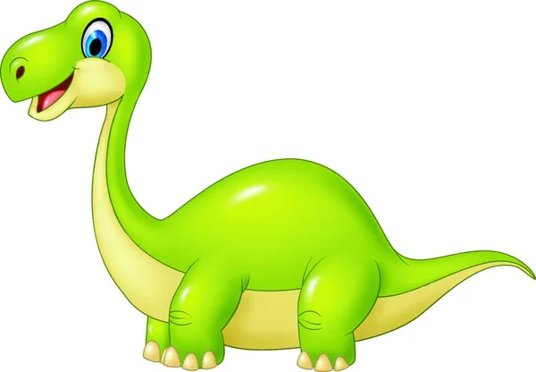 Cartoon Groene Dinosaurus Geïsoleerd Witte Achtergrond — Stockvector