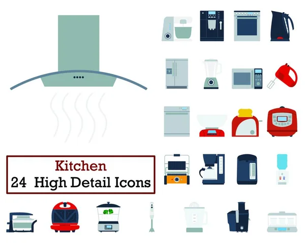 Set Iconos Cocina Diseño Color Plano Ilustración Vectorial — Vector de stock