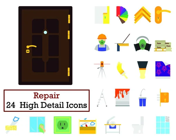 Conjunto Iconos Reparación Viviendas Diseño Color Plano Ilustración Vectorial — Vector de stock