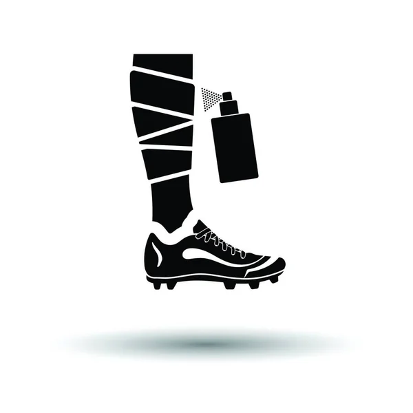 Fotbalové Obvázané Nohy Ikonou Anestetika Aerosolu Bílé Pozadí Stínovým Designem — Stockový vektor